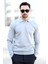 Erkek Gri Polo Yaka %100 Mikro Flament Örme Ribanalı Triko Sweatshirt - 1920 4