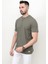 Baskısız Erkek T-Shirt o Yaka Regular Fit T-Shirt Haki - 2407 1