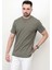Baskısız Erkek T-Shirt o Yaka Regular Fit T-Shirt Haki - 2407 2