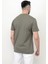 Baskısız Erkek T-Shirt o Yaka Regular Fit T-Shirt Haki - 2407 3