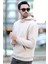 Erkek Kapüşonlu Oversize Sweatshirt Bej Kanguru Cep Intersoft Hoodie - 5738 1