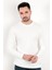 Erkek Beyaz Bisiklet Yaka Slim Fit Esnek Waffle Kumaş Dokulu Uzun Kollu T-Shirt - 5073-2 1