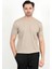 Erkek Bisiklet Yaka Kısa Kol Fitilli Triko T-Shirt Bej - 2502 2