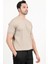 Erkek Bisiklet Yaka Kısa Kol Fitilli Triko T-Shirt Bej - 2502 4