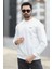 Erkek Kışlık Sweatshirt Beyaz Üç Iplik Şardonlu O Yaka Ribanalı Regularfit Baskılı - 5012-1-1 2