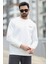 Erkek Kışlık Sweatshirt Beyaz Üç Iplik Şardonlu O Yaka Ribanalı Regularfit Baskılı - 5012-1-1 3