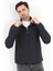 Erkek Lacivert Dik Yaka Yarım Fermuarlı Esnek Örme Regular Fit Sweatshirt - 16814 4