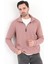 Erkek Pudra Dik Yaka Yarım Fermuarlı Esnek Örme Regular Fit Sweatshirt - 16814 1
