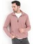 Erkek Pudra Dik Yaka Yarım Fermuarlı Esnek Örme Regular Fit Sweatshirt - 16814 3