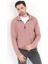 Erkek Pudra Dik Yaka Yarım Fermuarlı Esnek Örme Regular Fit Sweatshirt - 16814 4