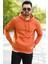 Tarçın Rengi Erkek Kapüşonlu Sweatshirt Kanguru Cepli Pamuk Karışımlı Oversize Hoodie - 5281 2