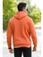 Tarçın Rengi Erkek Kapüşonlu Sweatshirt Kanguru Cepli Pamuk Karışımlı Oversize Hoodie - 5281 3