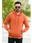 Tarçın Rengi Erkek Kapüşonlu Sweatshirt Kanguru Cepli Pamuk Karışımlı Oversize Hoodie - 5281 4