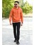 Tarçın Rengi Erkek Kapüşonlu Sweatshirt Kanguru Cepli Pamuk Karışımlı Oversize Hoodie - 5281 5