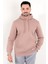 Gül Rengi Erkek Kapüşonlu Sweatshirt Kanguru Cepli Pamuk Karışımlı Oversize Hoodie - 5281 2