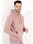 Gül Rengi Erkek Kapüşonlu Sweatshirt Kanguru Cepli Pamuk Karışımlı Oversize Hoodie - 5281 1