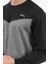 Erkek Siyah Füme Parçalı Baskılı Bisiklet Yaka Pamuklu Regular Fit Sweatshirt - 0343 2