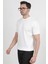 Erkek Bisiklet Yaka Kısa Kol Fitilli Triko T-Shirt Beyaz - 2502 1