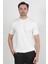 Erkek Bisiklet Yaka Kısa Kol Fitilli Triko T-Shirt Beyaz - 2502 3