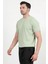 Erkek Bisiklet Yaka Kısa Kol Fitilli Triko T-Shirt Açık Yeşil - 2502 2