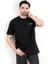 Erkek Bisiklet Yaka Marka Baskılı %100 Pamuklu T-Shirt Siyah - 2271-2 5