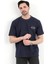 Erkek Bisiklet Yaka Marka Baskılı %100 Pamuklu T-Shirt Lacivert - 2271-2 1