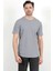 Erkek Bisiklet Yaka Etiket Detaylı Dokulu T-Shirt Açık Gri - 2743 2
