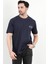 Erkek Bisiklet Yaka Marka Baskılı %100 Pamuklu T-Shirt Lacivert - 2271-2 3