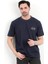 Erkek Bisiklet Yaka Marka Baskılı %100 Pamuklu T-Shirt Lacivert - 2271-2 4