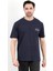 Erkek Bisiklet Yaka Marka Baskılı %100 Pamuklu T-Shirt Lacivert - 2271-2 5