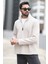 Erkek Kışlık Polarlı Sweatshirt Bej Yarım Fermuarlı Dik Yaka Boğazlı - 6053 1