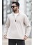 Erkek Kışlık Polarlı Sweatshirt Bej Yarım Fermuarlı Dik Yaka Boğazlı - 6053 3
