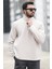 Erkek Kışlık Polarlı Sweatshirt Bej Yarım Fermuarlı Dik Yaka Boğazlı - 6053 5