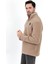 Erkek Peluş Sweatshirt Bej Yarım Fermuarlı Dik Yaka Nakış Detaylı - 9012 2