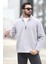 Erkek Kışlık Polarlı Sweatshirt Gri Yarım Fermuarlı Dik Yaka Boğazlı - 6053 1