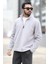 Erkek Kışlık Polarlı Sweatshirt Gri Yarım Fermuarlı Dik Yaka Boğazlı - 6053 3
