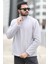 Erkek Kışlık Polarlı Sweatshirt Gri Yarım Fermuarlı Dik Yaka Boğazlı - 6053 5
