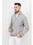 Erkek Dik Yaka Yarım Fermuarlı Dokulu Sweatshirt Açık Gri - 5470 1