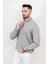 Erkek Dik Yaka Yarım Fermuarlı Dokulu Sweatshirt Açık Gri - 5470 3