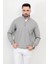 Erkek Dik Yaka Yarım Fermuarlı Dokulu Sweatshirt Açık Gri - 5470 4