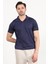 Erkek Polo Yaka Kısa Kol Çizgili Triko T-Shirt Lacivert - 2503 1