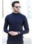 Erkek Yarım Balıkçı Yaka Kazak Lacivert Pirinç Örgü %100 Mikro Flament Triko - 1045 2
