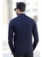 Erkek Yarım Balıkçı Yaka Kazak Lacivert Pirinç Örgü %100 Mikro Flament Triko - 1045 5