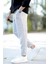 Erkek Kumaş Jogger Pantolon Gri Beli Lastikli Kordonlu %100 Pamuk - 0101 2