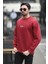 Erkek Bisiklet Yaka Marka Baskılı Üç Iplik Şardonlu Sweatshirt Bordo - 5255-1 3