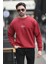 Erkek Bisiklet Yaka Marka Baskılı Üç Iplik Şardonlu Sweatshirt Bordo - 5255-1 5