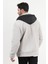 Erkek Kapüşonlu Fermuarlı Cep Detaylı Peluş Sweatshirt Gri - 9005 3