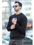 Erkek Oversize Sweatshirt Siyah Intersoft Ribanalı Bisiklet Yaka Rahat Kesim - 5737 1