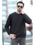 Erkek Oversize Sweatshirt Siyah Intersoft Ribanalı Bisiklet Yaka Rahat Kesim - 5737 3