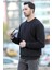 Erkek Oversize Sweatshirt Siyah Intersoft Ribanalı Bisiklet Yaka Rahat Kesim - 5737 4